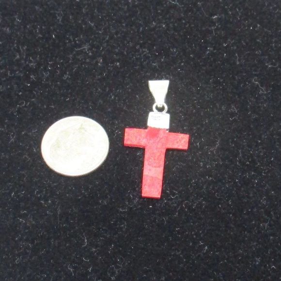 Sponge Coral Cross Pendant in Sterling Silver - Picture 9 of 9
